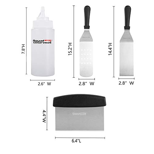 Image of Royal Gourmet TF0505 Metal Spatula Set, Silver and Black, Large