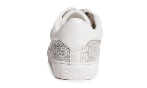 Image of FEVERSOLE Women's Fashion Lace Up Dress Sneakers Sparkly Party Shiny Shoes