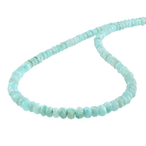 Vatslacreations Collar de amazonita peruana: cadena de plata 925 con cuentas de piedras preciosas auténticas, belleza natural para la celebración del día de la mujer, Gema Plata esterlina, Amazonita