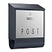 Produktbild Wiltec Designer Briefkasten V38 Anthrazit und Edelstahl 305 x 105 x 385 mm, Wandbriefkasten mit Schloss, Namensschild, Zeitungsrolle, Postkasten aus galvanisiertem Stahl