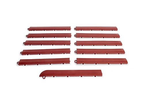 Big Floors Transition Edge Kit, Durable Interlocking Modular Garage Floor Edging, Compatible with RaceDeck, GarageTrac and GarageDeck Products (Brick Red, 11 Pack, Male)