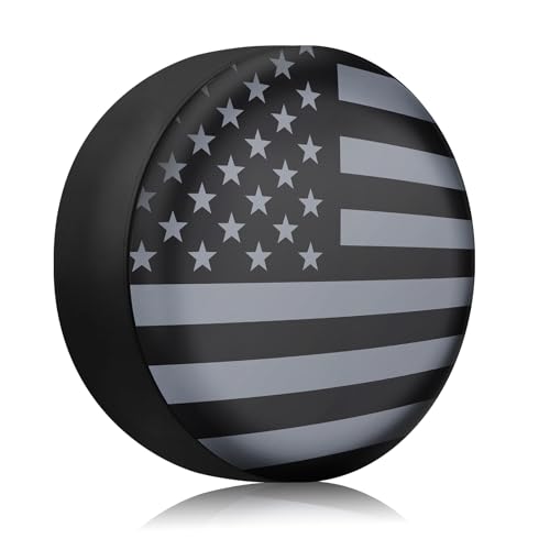 Image of 15 inch American Flag Spare Tire Cover, Waterproof & Dustproof Tire Protection Cover Wheel Cover, Universal Spare Tire Cover Protector for RV, SUV, Truck, Travel, Trailer, Camper