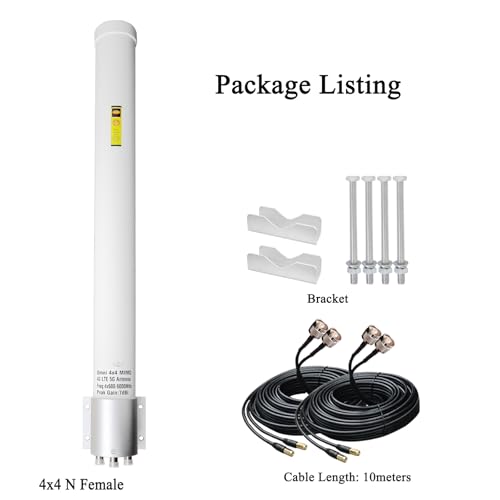 Image of Omni-Directional 4x4 MIMO Antenna t-Mobile, Outdoor 4G LTE 5G Cellular Antenna with 2 Dual 10 Meter Cable for Router & Gateways Home Internet