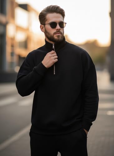 Image of Mack Jonney Solid Half Zipper Track Suit for men | Co-ord Set | Warm Fleece Tracksuit Set | Full Sleeve Sweatshirt