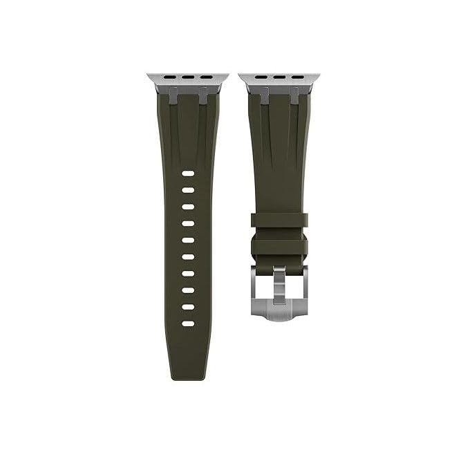 Image of Compatible Apple Ultra Watch Band 49mm 45mm 44mm 42mm Liquid Silicone Design Strap with Stainless Steel Adapter for iWatch SE Series 9 8 7 6 5 4 3 2 and Ultra for Men and Women