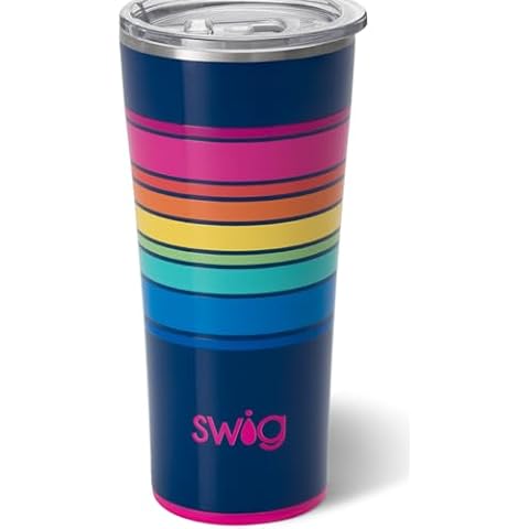 Swig Life 22oz Insulated Tumbler, Travel Coffee Tumbler with Lid, Cup Holder Friendly Travel Coffee Mug, Stainless Steel Thermos, 22 oz Tumbler, Reusable Insulated Coffee Mug with Lid (Electric Slide) Cover