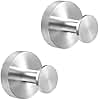 JAAWAN (2-Pack) Brushed Nickel Round Towel Hooks, SUS304 Stainless Steel Heavy Duty Hooks Wall Mounted for Bathroom Holding Robes, Towels, Coats, Clothes, Bags
