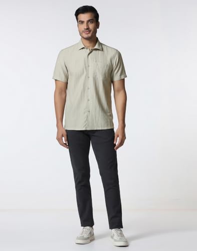 Image of Blackberrys Men's Tencel-Blend Textured Relaxed Fit Casual Shirts