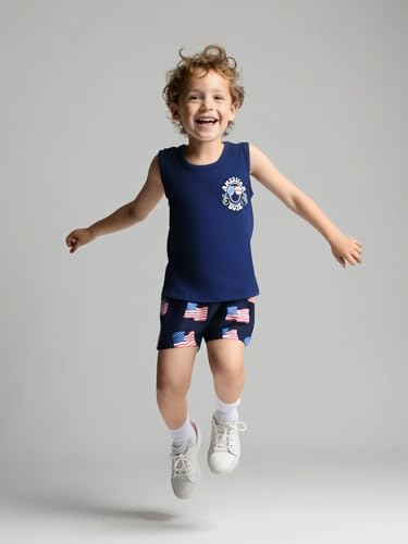 Image of Unique Baby Boys American Boy 4th of July 2pc Tank Shorts Set
