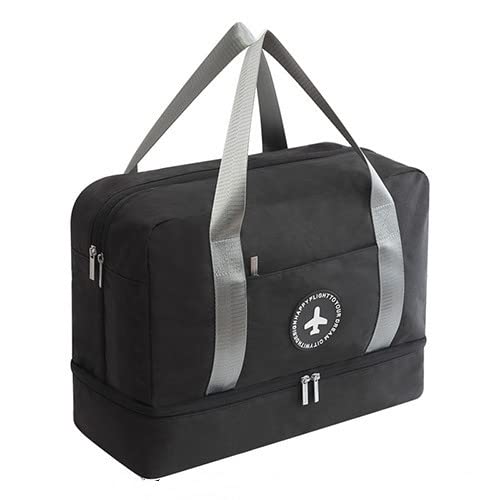 Bolsa de viaje impermeable para natación, fitness, deporte, correr, ropa, zapatos, organizador de equipaje, para mujeres y hombres, bolsa portátil para ordenar, accesorios (A negro)