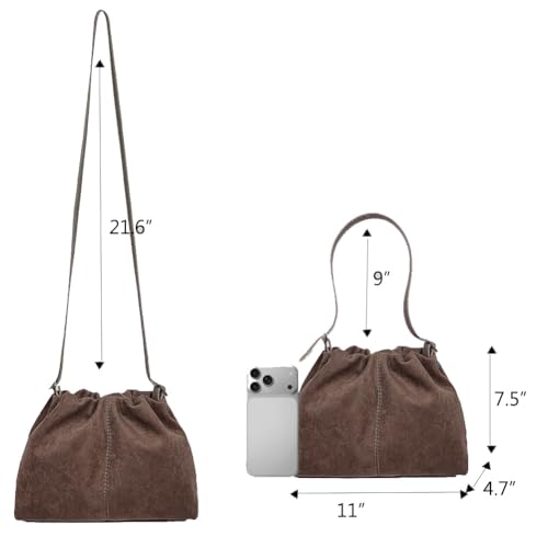 Bolso Tote de gamuza para mujer con cordón y asa miniatura 4