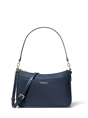 Michael Kors Jet Set Medium Top Zip Pochette Crossbody Bag, Gold-Tone Hardware/Milano Nylon/Navy