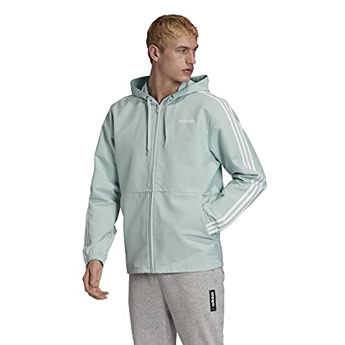 Image of adidas Men's Essentials 3-Stripes Woven Windbreaker Green Tint /White 4X-Large