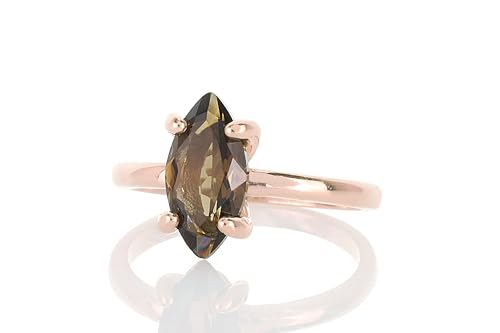 Bague quartz fumé or rose marquise cadeau anniversaire idéal