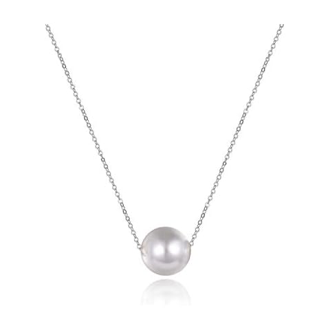 Sterling Silver Single Pearl Choker Necklace for Women 7-8mm Freshwater Cultured Pearls Gifts 16" Cover