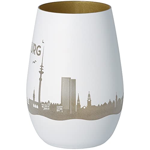 Goodtimes Windlicht Hamburg Skyline Weiß & Gold