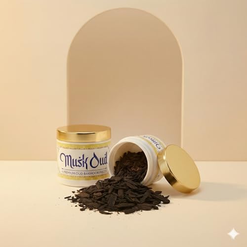 Image of Musk Oud BAKHOOR Incense | Authentic Arabic BAKHOOR Incense | 40 GMS JAR | Pack of 1 | Natural Wood Chips Musk Fragrance Woody Blend | Perfect for Pooja
