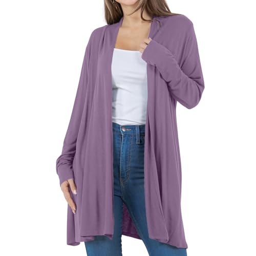 Image of Azules Long Sleeve Womens Cardigan, Flowy Longer Rayon Sweater Lightweight Cardigan for Casual or Dressy Outfits