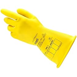Guantes De Proteccion Electrica Ansell ActivArmr E013Y Guantes Aislantes Dieléctricos, Protección Eléctrica Class 00 (Tensión 500V), para Trabajos con Electricidad, Látex de Caucho Natural, Amarillo, Talla XL (1 Par)