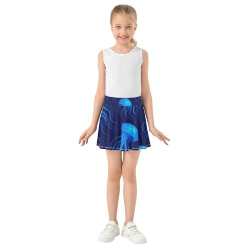 Joisal Athletic Shorts Girls Skorts Kids Tennis Skirts Blue Pink Little Girl Blue Jellyfish Deep Blue 3t3