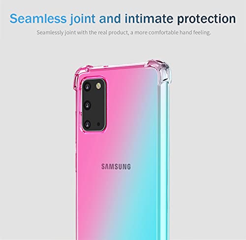 Oeurvqo For Galaxy S20 5G Samsung S20 5G Case Clear Cute Gradient Colorful Design Slim Phone Case Soft Tpu Cover Shockproof Bumper Anti-Scratch Protective For Samsung Galaxy S20 5G (Pink Green) #TOP2