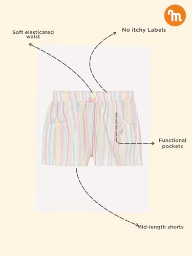 Image of Milou Girls 100% Cotton Stripes Allover Print Biowash Shorts | Soft & Breathable, Safe Dyes, Label-Free Comfort