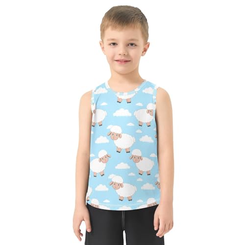J JOYSAY Cartoon Sheep Clouds Boys Tank Top Sleeveless Muscle Shirts Quick Dry Kids T-Shirts 3-15T2