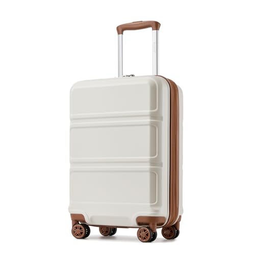 Kono Carry On Luggage 22x14x9 Airline Approved with Spinner Wheels Lightweight PC+ABS 20 Inch Luggage with TSA Lock Expandable Hard Shell Carry On Suitcases for Men Women White