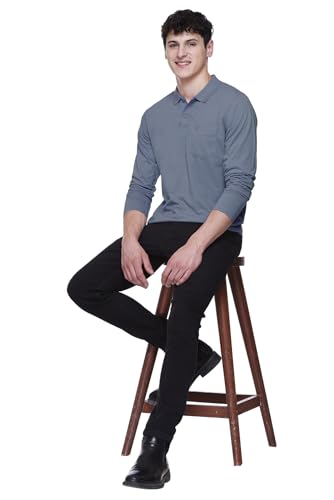 Image of Polo Full Sleeve t Shirt for Men Cotton with Pocket and Collar - Regular Fit Tshirt