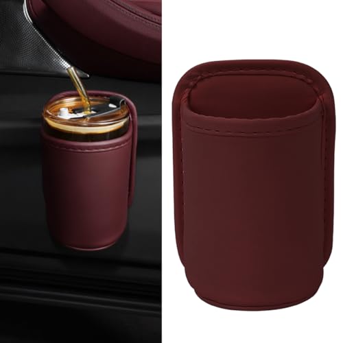 Image of STHIRA PU Car Cup Holder for Car Front Seat Sleeve Clamp-On Door Bottle Drink Holder Back Clip Portable Storage Organizer Water Bottles Cups Small Trash Bin Accessory