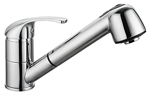 Edouard Rousseau - Mitigeur Évier Bago - Douchette 2 Jets Extractible, Flexible Double Agrafage - 172 (Hauteur) x 195 (Saillie) mm - Chromé