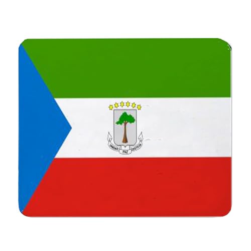 Tapis de souris motif drapeau de la Guinée équatoriale - 24,1 x 20,3 cm - Couleur : drapeau de la Guinée équatoriale