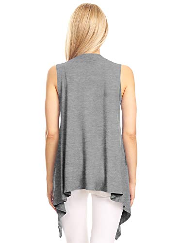 Image of Made By Johnny Women's Lightweight Sleeveless Cardigan - Draped Open Front Vest with Asymmetrical Hem
