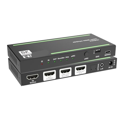 TIEOAXFT Extractor eARC 4K 120 Hz 2.1, Divisor de 48 Gbps, convertidor 8K 60 for PS5