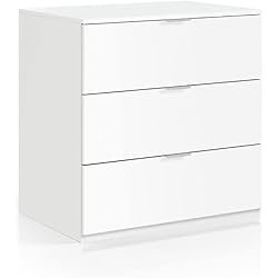 HOGAR24 ES Cómoda con 3 cajones, Color Blanco, Medidas: 80x77x38 cm