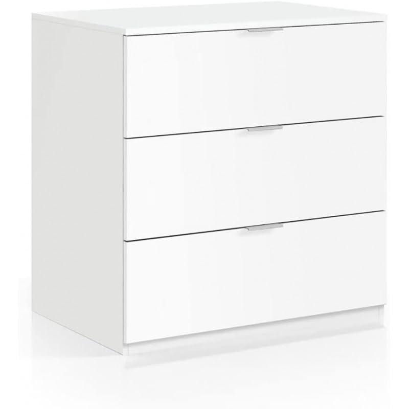 Las 7 mejores cómodas blancas ¡Comparativa! 35 HOGAR24 ES Cómoda con 3 cajones, Color Blanco, Medidas: 80x77x38 cm