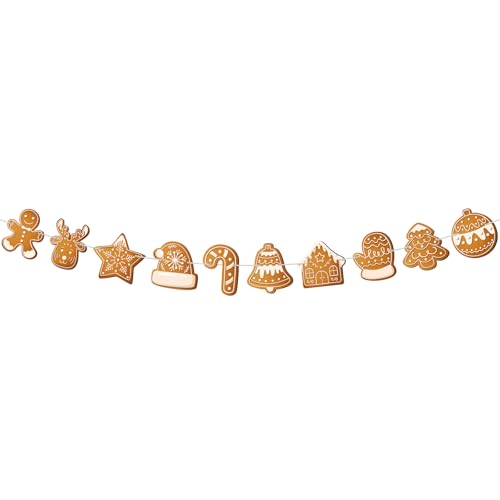 Image of Gingerbread Garland Decoration Gingerbread Christmas Hanging Banner Decorations for Christmas Holiday New Year Gingerbreads House Tree Wall Decorations