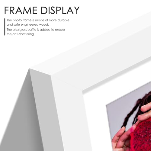 DUENPY 8x10 Double Picture Frame For Displaying Double 4x6 Picture Frame for Wall Mounting or Tabletop, White.