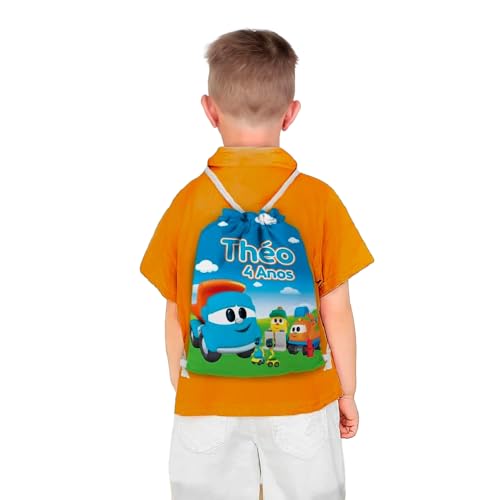 Mochilinha Bag Infantil Personalizado com Nome e Idade Leo Caminhão LC-2 (Mochilinha 20x30, Unidades, 10)