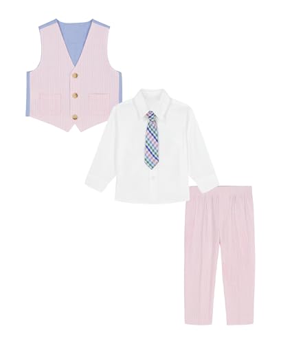 Image of Nautica Baby Boys 4-piece Suit Set with Dress Shirt, Vest, Pants, and Tie