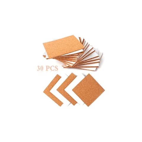 30 Pack Self-Adhesive Cork Squares 4” x 4” Cork Tiles Cok Bcking Sheets Cork Coasters Square for DIY Crafts Cover