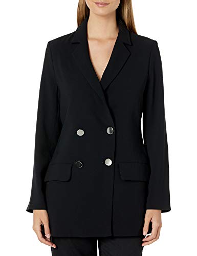 A|X Armani Exchange Women's Double Breasted Button Crepe Blazer, Black, 10