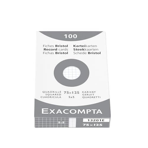Fichas Bristol Exacompta 5x5 para notas de estudio e impresión en formato 75x125 mm