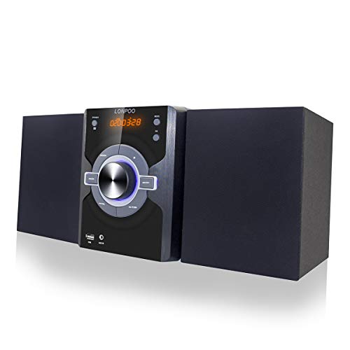 LONPOO Compact CD Player Stereo Shelf System 30W (2x15W) Bluetooth CD Home Music