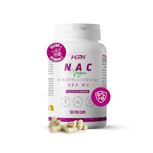 HSN NAC (N-Acetil-L-Cisteína) 300 mg | 120 Cápsulas Vegetales | Fórmula enriquecida con Vitamina...