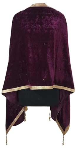 All Color Avalible Wine Indian Bridal Velvet Dupatta Golden Lace Work Party Wear Scarf,Shwal,Chunni Lastest Wedding Women,Tassels Scarves With Gold Tassels2