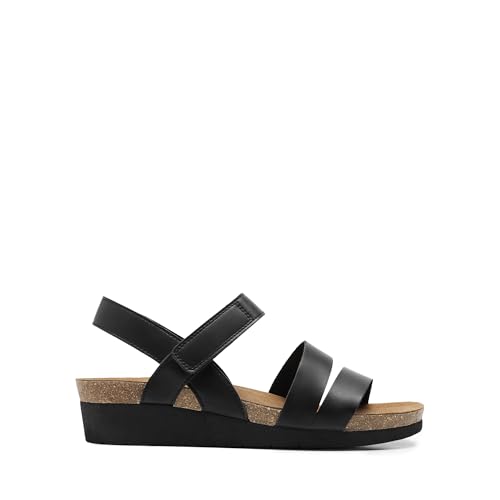 DREAM PAIRS DREAM PAIRS Women's Low Heel Wedge Sandals, Round-Toe Comfortable Casual Flatform Dress Shoes with Arch Support,Size 9,Black,DWUMWS2506