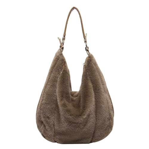 Fluffy Tote Bag, Winter Fuzzy Purses for Women Faux Fur Bag Soft Furry Shoulder Bag