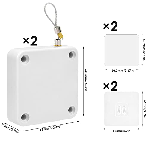 DODUOS 2PCS Automatic Door Closer,White Punch-Free Automatic Sensor Door Closer,Residential Commercial Auto Door Closer w/ Drawstring,Door Closers Interior Door Home Offices Used,2.49in (ZTH-A370) - Image 4