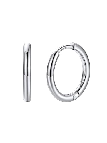 FaithHeart Stainless Steel Silver Hoop Earrings for Men - Hypoallergenic Small Silver Huggie Hoop Earrings Lightweight Sleeper Earrings Waterproof Cartilage Piercing Jewelry Gift 8/10/12/14/16mm